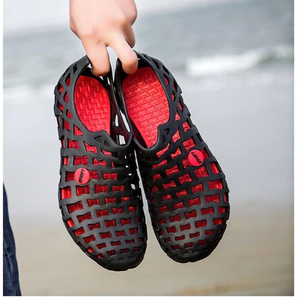 Unisex Blk/Red Non-Slip Rubber Mesh Pool Beach Water Shoes by Sporty Sz. 41 - Picture 11 of 11